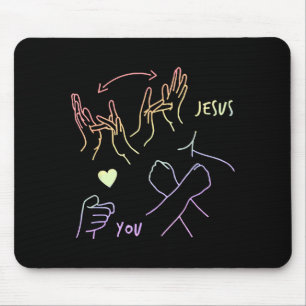 Tapis De Souris Jésus vous aime Langue des signes chrétienne