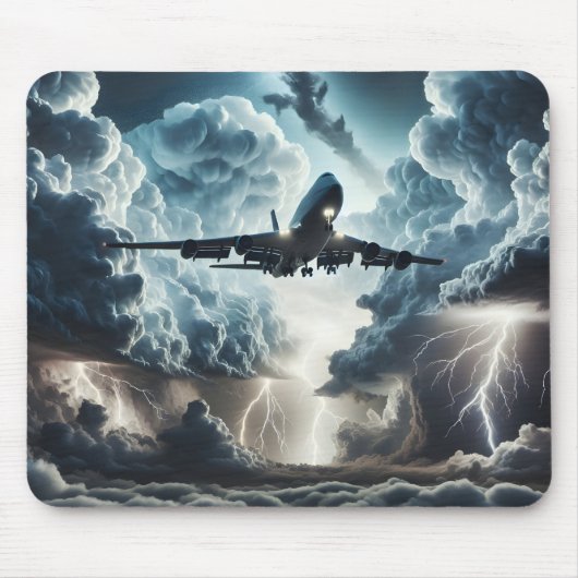 Tapis De Souris Jet volant à travers une tempête (Devant)