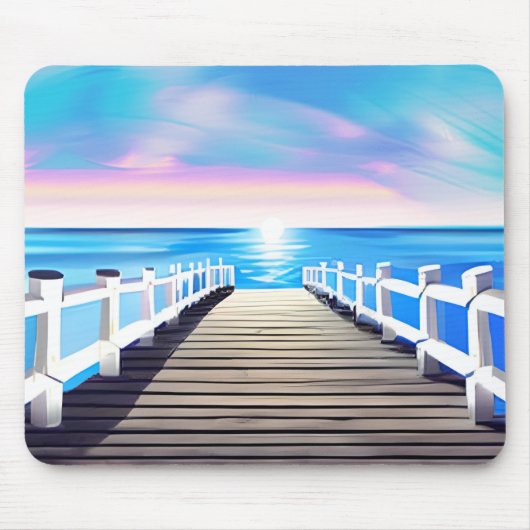 Tapis De Souris Jetée, océan et ciel à Dawn (Devant)
