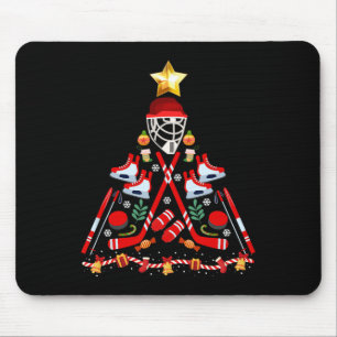 Tapis De Souris Jeu de hockey sur glace Noël Arbre s'amuser Xmas P