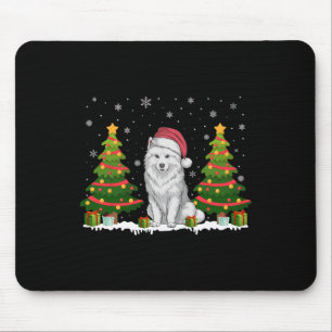 Tapis De Souris Jeu de Noël Lumières Chien Samoyé Noël Noël S