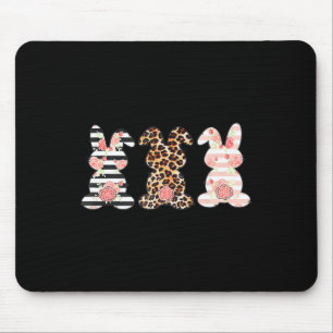 Tapis De Souris Jeu de trio de lapin de Pâques Léopard jumelé Cu