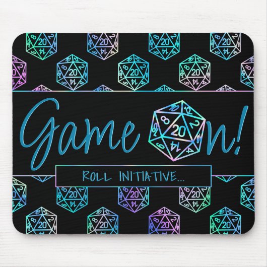 Tapis De Souris Jeu Hologramme D20 sur | Imaginaire RPG Roll Initi (Devant)