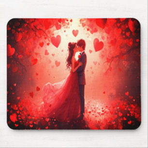 Tapis De Souris Jeune couple romantique de la Saint-Valentin sur u