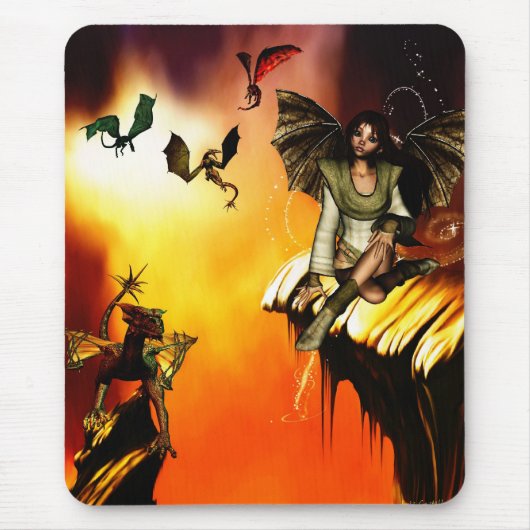 Tapis De Souris Jeune fille Mousepad de dragon (Devant)
