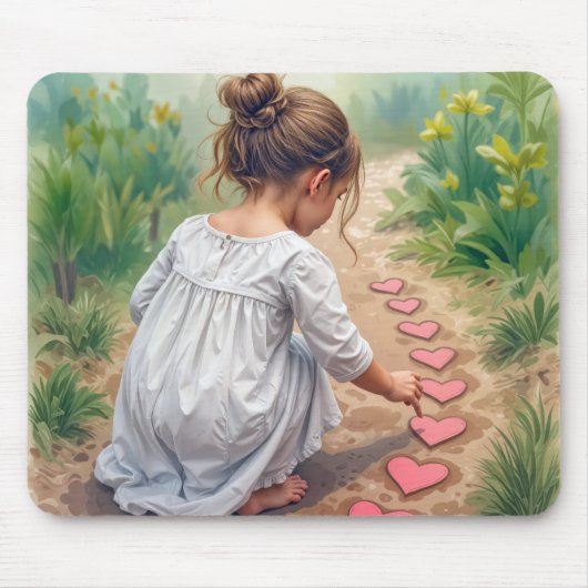 Tapis De Souris Jeune fille qui crée une voie cardiaque (Devant)