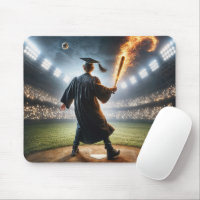 Jeune Homme Diplômé Avec Flamme Bat De Baseball