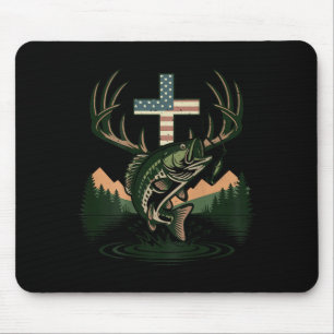 Tapis De Souris Jeunesse chasse foi pêche croix camouflage chrétie