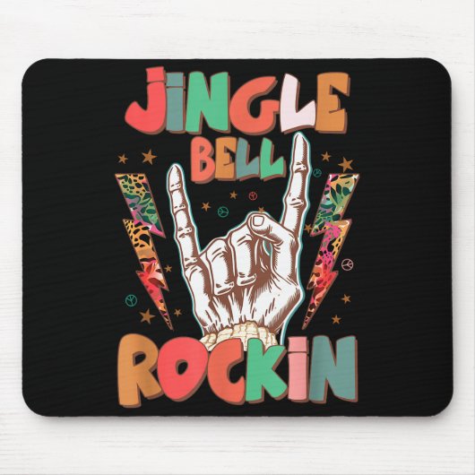 Tapis De Souris Jingle Bell Rockin Groovy Retro Christmas Xmas Ske (Devant)