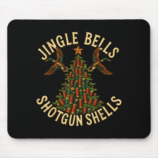 Tapis De Souris Jingle Bells Shotgun Shells Funny Hunting Christma (Devant)