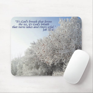 Tapis De Souris Job 37:6 Inspirational Winter Landscape Mousepad