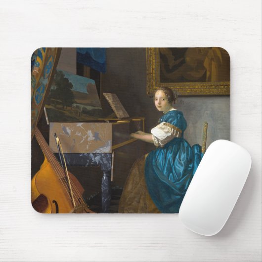 Tapis De Souris Johannes Vermeer - Lady assise à une virginale (Avec souris)