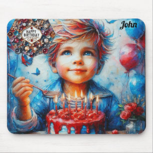 Tapis De Souris JOHN ~ Gâteau à manger ~ Salutations d'anniversair
