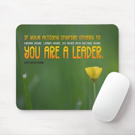 Tapis De Souris John Quincy Adams Citation Inspirationnelle "Leade (Avec souris)