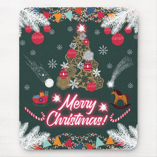 Tapis De Souris Joie à feuillage persistant de Noël (Devant)