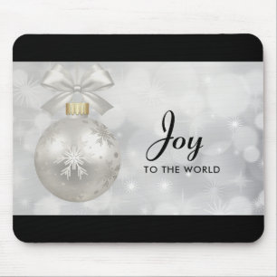Tapis De Souris Joie au monde Élégant bal de Noël en argent