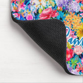 Tapis De Souris Joli aqua jaune élégant motif floral monogramme (Coin)