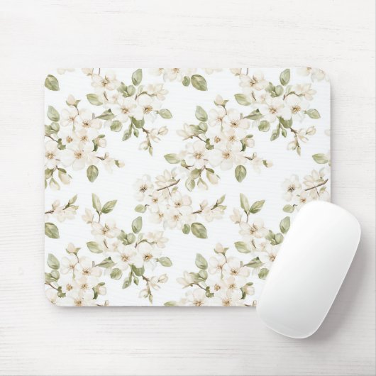 Tapis De Souris Joli arbre à fleurs crème (Avec souris)