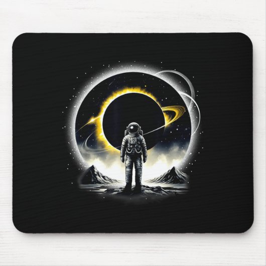 Tapis De Souris Joli Astronaute Éclipse Spatiale Planète Science (Devant)