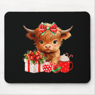 Tapis De Souris Joli bébé vache des Highlands Joyeux Noël vache de
