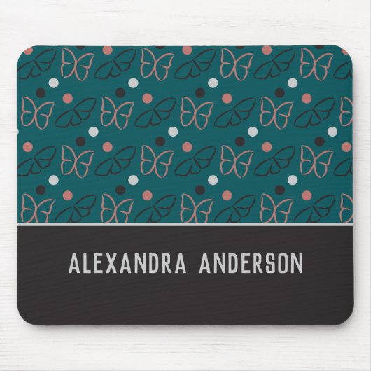 Tapis De Souris Joli bleu gris/gris Motif d'art papillon (Devant)