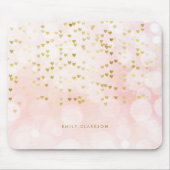 Tapis De Souris Joli Bokeh rose et Heart Gold Foil Confetti (Devant)