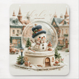 Tapis De Souris Joli Bonhomme de Neige dans un Globe de Neige