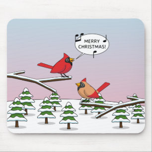 Tapis De Souris Joli Cardinal Rouge chanter Joyeux Noël