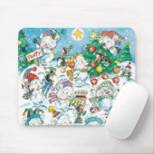 Tapis De Souris Joli caricature Noël Polaire Ours Penguin Party (Avec souris)