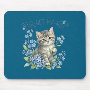 Tapis De Souris Joli chat &amp; fleurs fur-get-me-not cadeau femme
