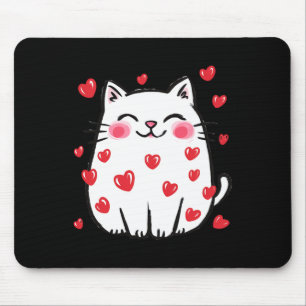 Tapis De Souris Joli chat de la Saint-Valentin Cœurs rouges Amateu