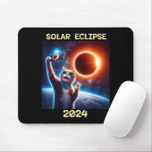 Tapis De Souris Joli Chat d'Éclipse Solaire (Avec souris)