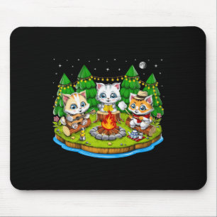 Tapis De Souris Joli Chat Mignon Camping Nature Feu de Camp Extéri