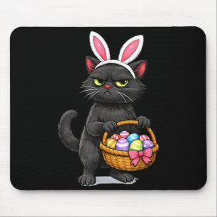 Tapis De Souris Joli chat noir déguisé en lapin de Pâques drôle