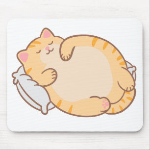 Tapis De Souris Joli Chat Tigre Orange Dodu Endormi Coussin
