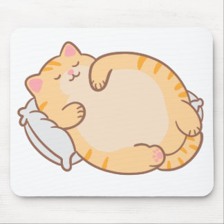 Tapis De Souris Joli Chat Tigre Orange Dodu Endormi Coussin