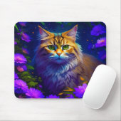 Tapis De Souris Joli chaton orange dans les fleurs (Avec souris)