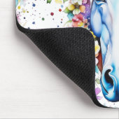 Tapis De Souris Joli Cheval Blanc Floral Violet et Rose (Coin)