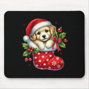 Tapis De Souris Joli Chiot Dans Les Bas De Noël Pour Les Animaux A