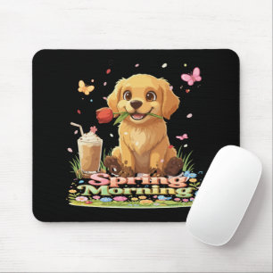 Tapis De Souris Joli chiot Golden Retriever matin de printemps