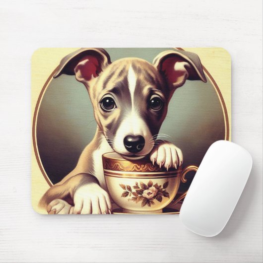 Tapis De Souris Joli chiot Whippet (Avec souris)