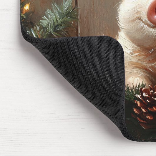 Tapis De Souris Joli Cochon de Noël Peinture rustique (Coin)
