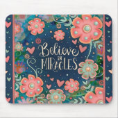 Tapis De Souris Joli Coeur Floral Miracles Bleu Rose (Devant)