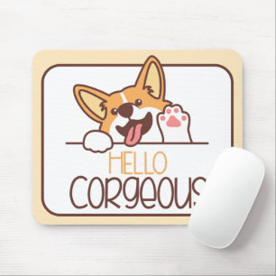 Tapis De Souris Joli corgi chien bonjour