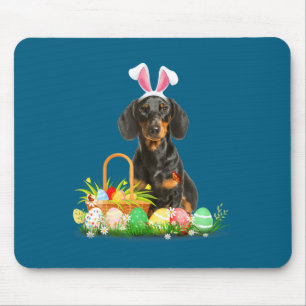 Tapis De Souris Joli costume de Pâques de lapin de jour de dachshu