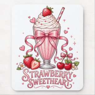 Tapis De Souris Joli dessert de milkshake rose à la fraise