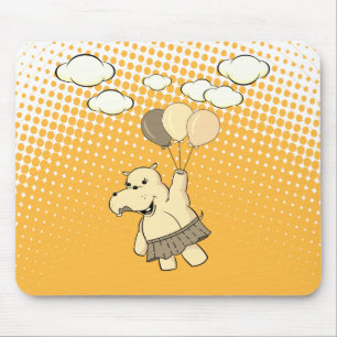 Tapis De Souris Joli Dessin Hippo Volant Avec Ballons