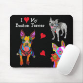 Tapis De Souris Joli et coloré Boston Terrier Mousepad (Avec souris)