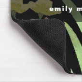 Tapis De Souris Joli floral avec Ajouter un nom sur noir (Coin)