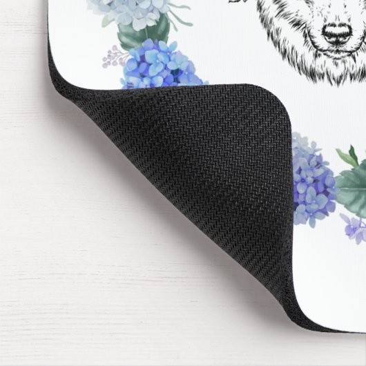 Tapis De Souris Joli floral bleu Hydrangea Wolf Mousepad (Coin)
